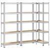 VidaXL 5-Tier Storage Shelves 3 Pcs Steel Engineered Wood, Garage Shelf, Garage Storage Shelf, 4016939