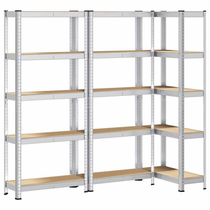 VidaXL 5-Tier Storage Shelves 3 Pcs Steel Engineered Wood, Garage Shelf, Garage Storage Shelf, 4016939