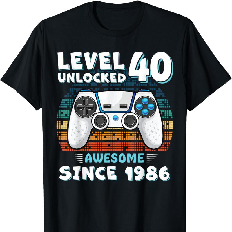 

40 Year Old Bday Decorations Unisex 1986 40th Birthday Allmatch Casual Printed Tshirt Tops Hipster Street Fashion Shortsleev S