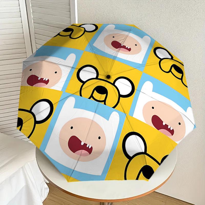 1pc Adventure Time Characters Automatic Folding Umbrella, Compact 8-Rib Design, Durable Plastic & Iron, Lightweight for Outdoor Daily Use, A0929143