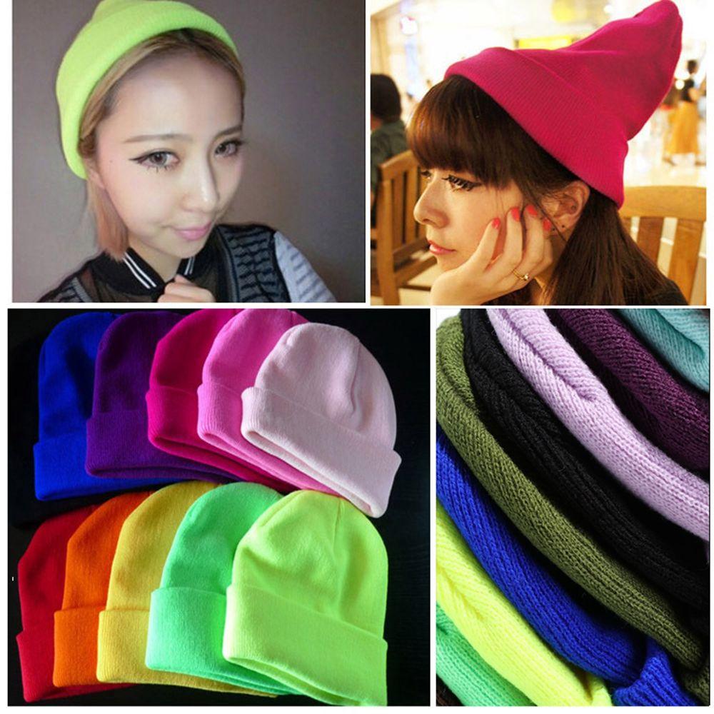 Quality Woman/Men Solid Cute Winter Autumn Hats Knitted Beanies Female Beanie Caps Warmer Bonnet