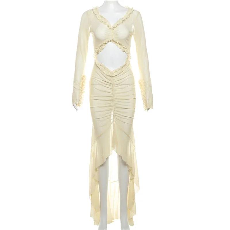 Сексуальное длинное платье с глубоким V-образным вырезом для женщин — фото 9