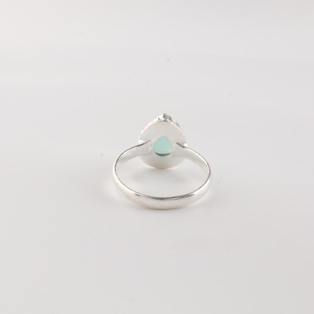Aqua Chalcedony Gemstone 925 Sterling Silver Jewelry Designer Ring Gift For Wife RR-77-21