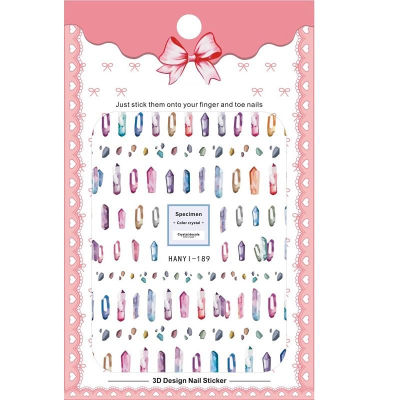 1 Sheet Adhesive 3D Nail Stickers Decals Press On Tips Manicure Decoration Geometry Letter Design