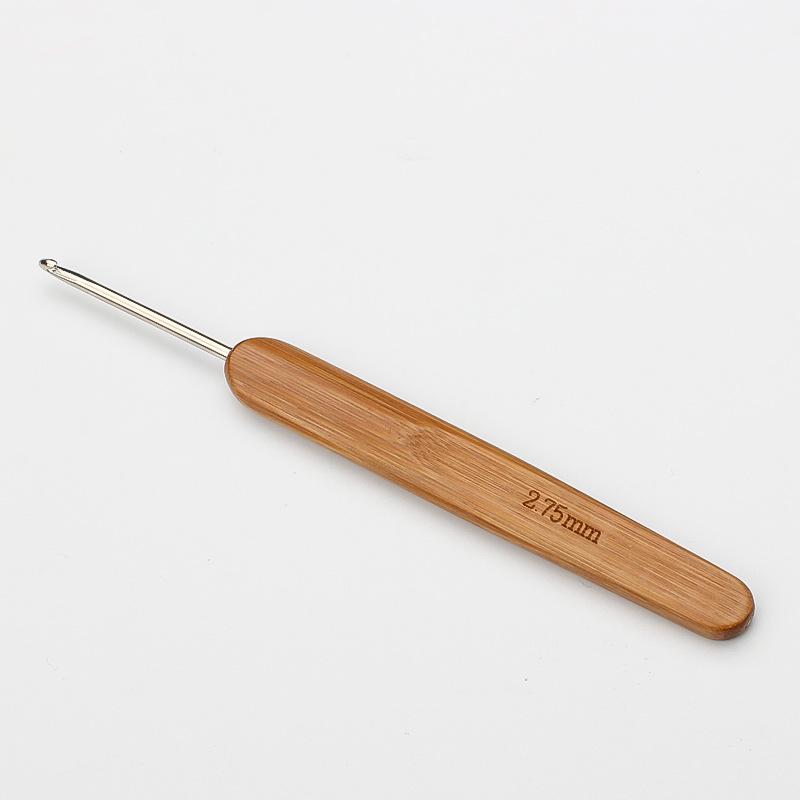 Carbonized Bamboo Handle Crochet Hook for DIY Knitting and Sweaters - Rounded Head
