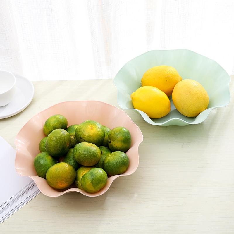 Lotus Leaf Edge Fruit Plate Plastic Candy Plate Living Room European Melon Seed Fruit Pot Snack Fruit Box Household Dried Fruit Plate