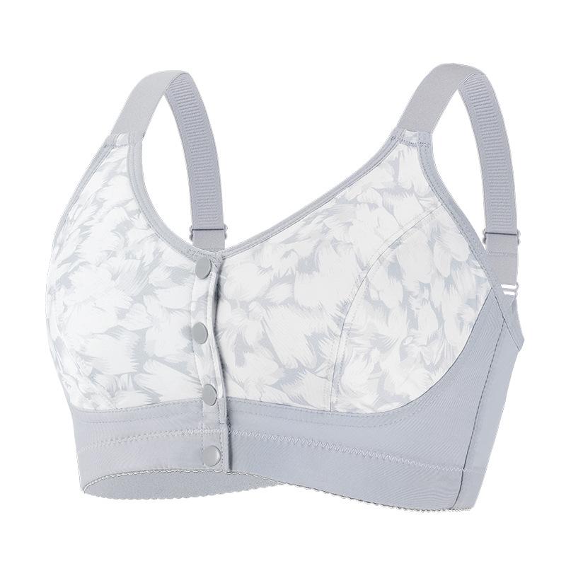36-52 Super Large Size Bra European and American Size Adjustable Shoulder Strap No Steel Rim Printed Front Buckle Large Size Underwear