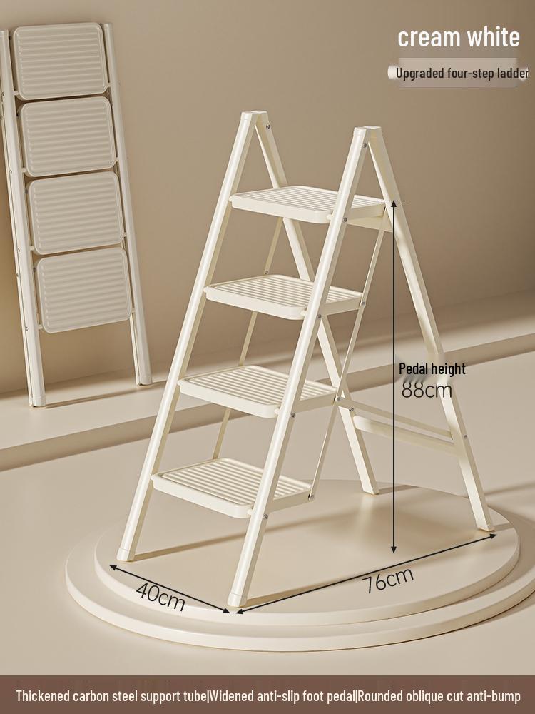 Telescopic A-Frame Folding Ladder - Indoor Multifunctional Ladder Stool with 3 or 4 Steps for Housewarming or Climbing Needs.