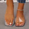 Women's Summer Fashion Transparent PVC Open Toe Flat Slide Sandals