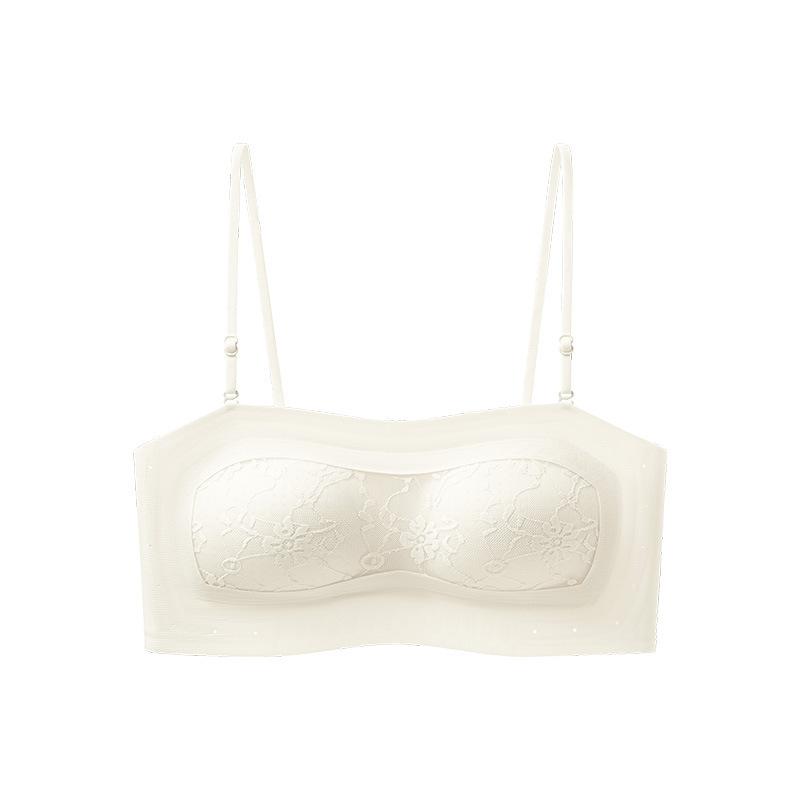 Strapless beautiful back cross underwear women's tube top thin large chest small chest gathering anti-light anti-sagging bra cover