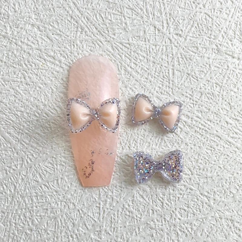 30 Pcs/Bag Luminous Super Flash 3D Bow Nail Art Jewelry Cute Bow Nails Decoration  Design Diy Resin Nails Art Accessories