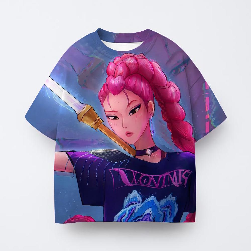 Summer Girl Clothes Kpop Devil Hunter Cartoon T-shirt Fun Gift for Fans Harajuku Cool Children's T-shirt Summer Top 2025