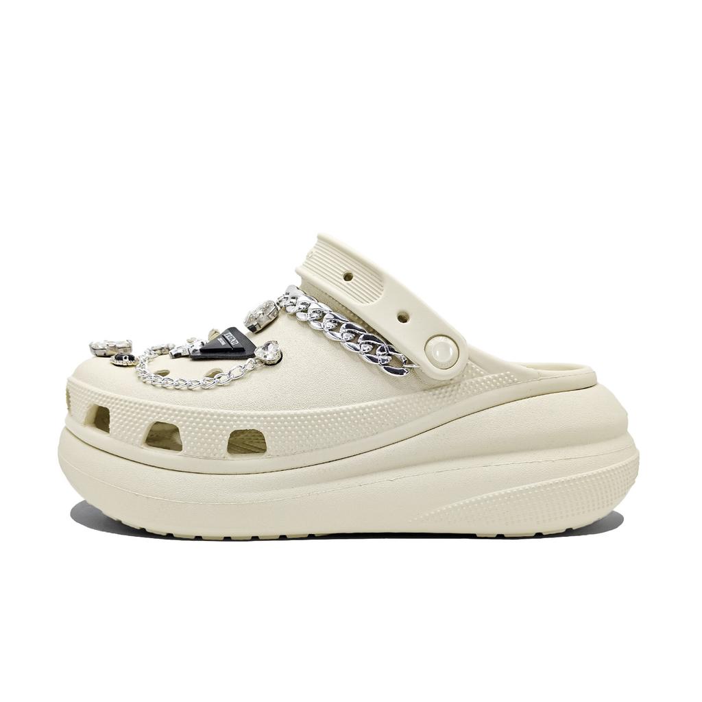 Crocs Crush Clog EVA Jinling Chaochuang Small Fragrance Sweet Fresh Fashion and Versatile Hole Shoes Women's Bone White