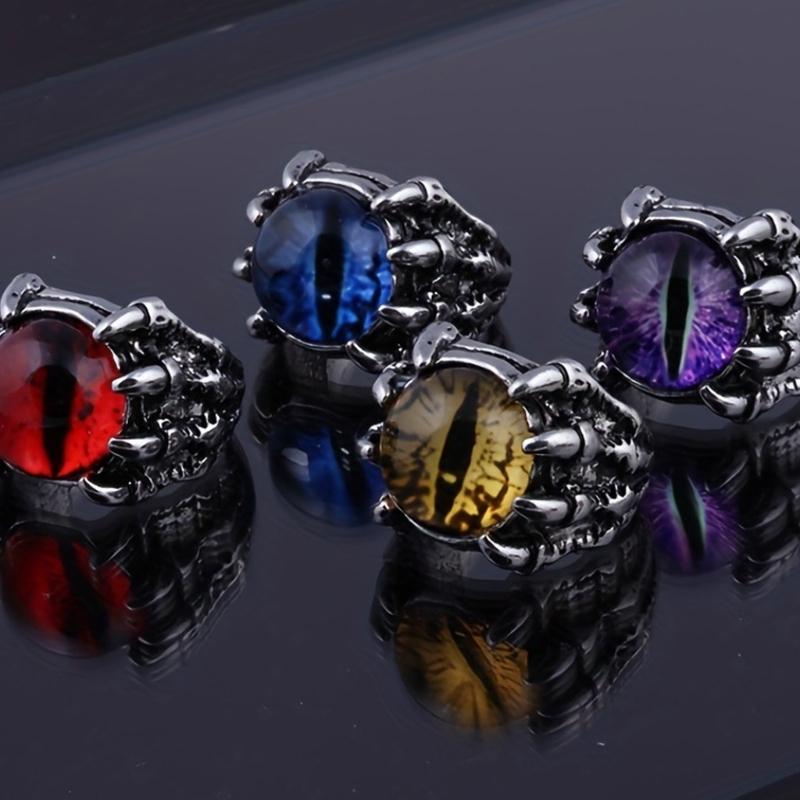 Elegant Adjustable Rings Vintage Festival Rings Wolf Claw Demons Eye Shape Finger Jewelry for Woman and Man Present