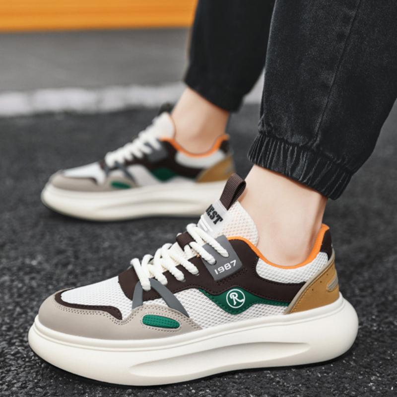 Breathable Mesh Men's Sports Shoes Korean Version Men's Casual Shoes Versatile Running Flats Comfortable EVA Insoles Board Shoes