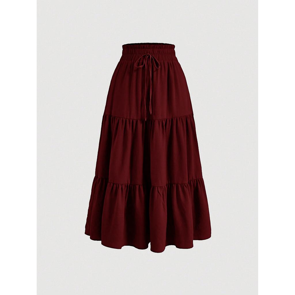 Women'S Boho Vintage Floral Print Maxi Skirt Elastic High Waist Pleated Flowy A Line Long Skirts Toddler Fall Falda Short