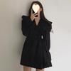 French Princess Lolita Dress with Fashionable Bubble Sleeve Splicing Lace Binding Bow Waist Dress