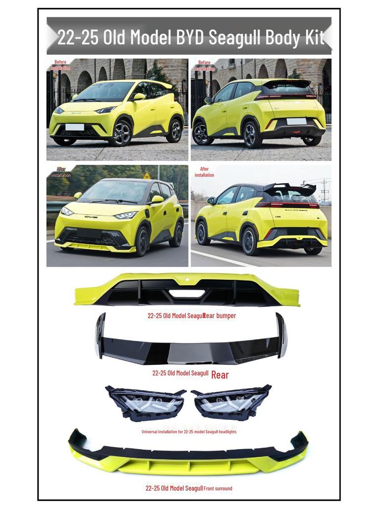 BYD Seagull Atto1 Compatible Spoiler, Bumper & Lip Kit for Intelligent Driving Edition