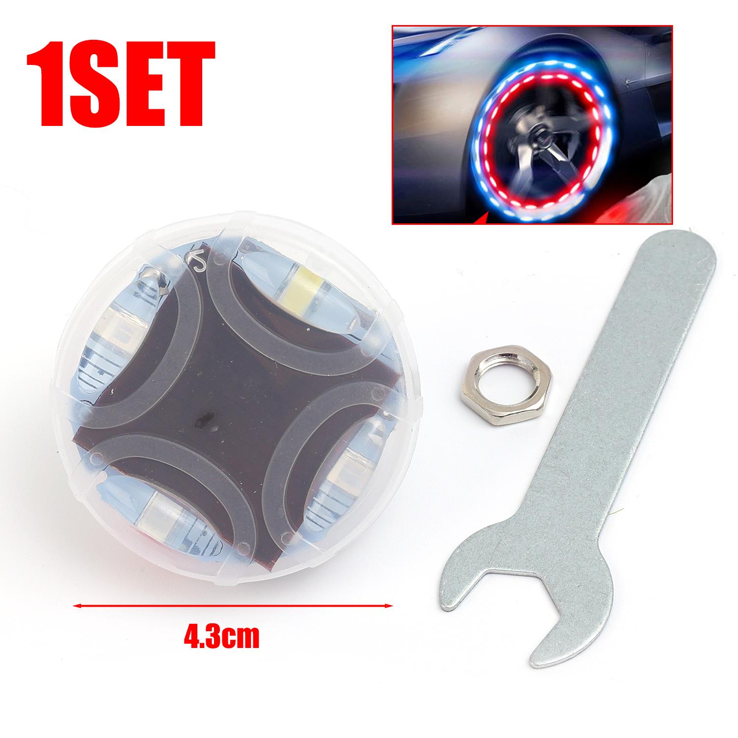 

Car Waterproof Solar Energy Flash Wheel Light Decorative Flashing Colorful LED Tire Lights Gas Nozzle Cap Motion Sensors Lamp 1sets