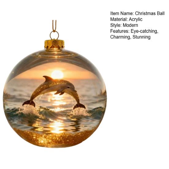 Clear Ball Ornament 3D Butterfly/Turtle/Dolphin Animal Christmas Ball Decoration Memorial Gifts for Animal Lovers