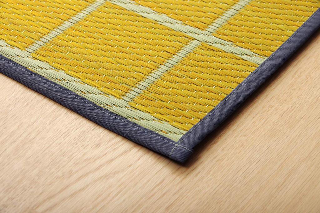 Made in Japan "Selectable Igusa Kitchen Mat" Approx. 43 x 180cm Check Yellow (#8239910) Igusa Kitchen Mat