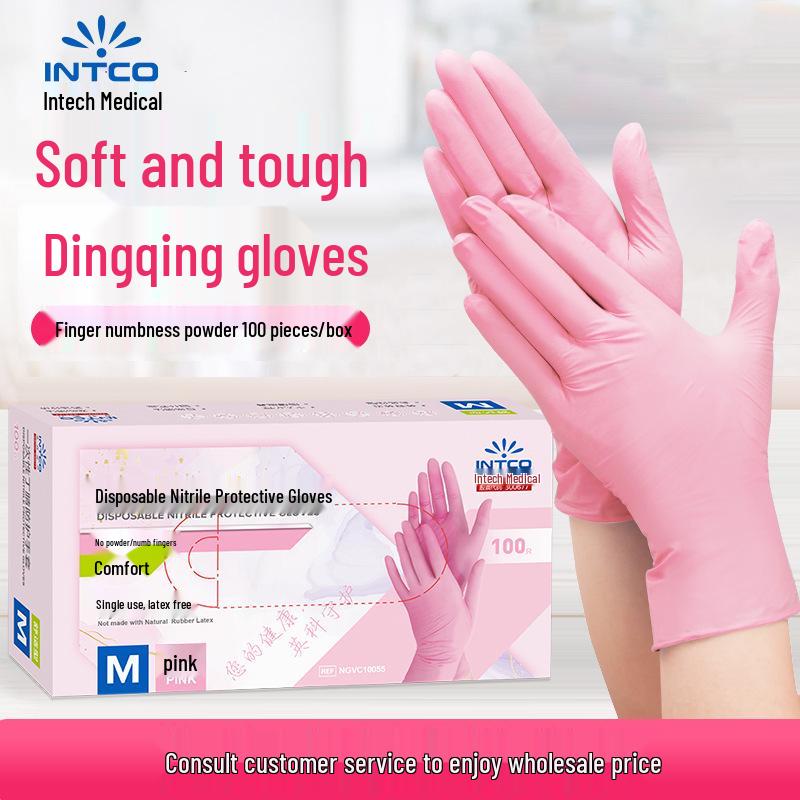 

Перчатки нитриловые розовые высокой эластичности без пудры Intco - Красота и мытье посуды