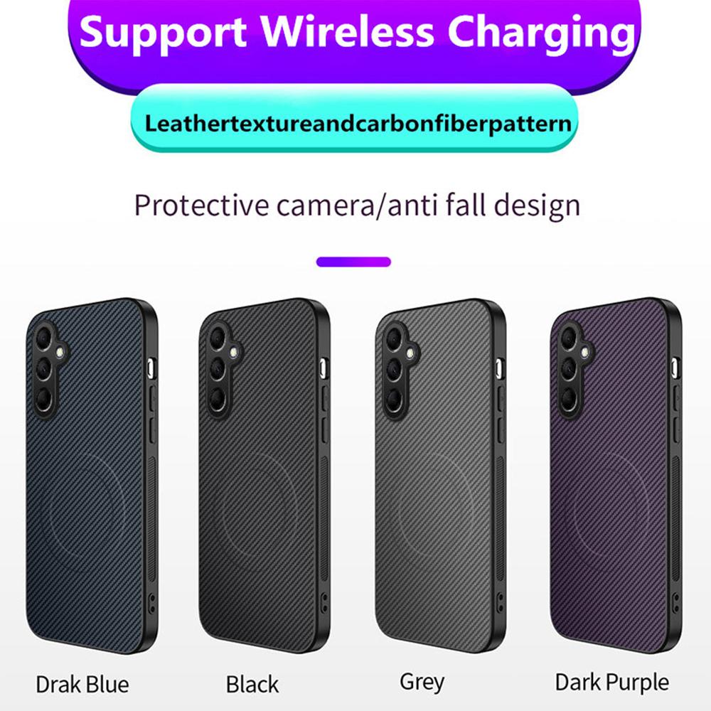 For Samsung Galaxy A13 A14 A22 A32 A33 A34 A52 A52S A53 A54 A72 A73 Case Magnetic Carbon Fiber Texture Leather Shockproof Cover