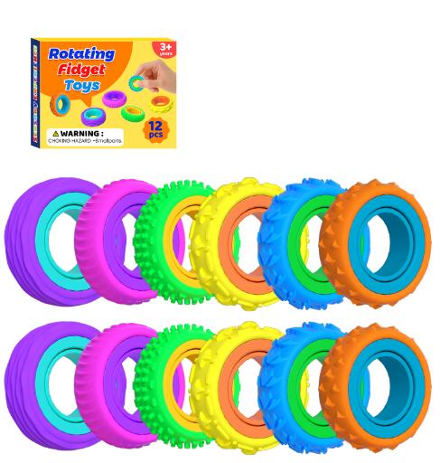 New 6Pcs New Fidget Toys Silicone Sensory Ring Silicone Decompression Toy Sensory Ring Party Entertainment Games Gift