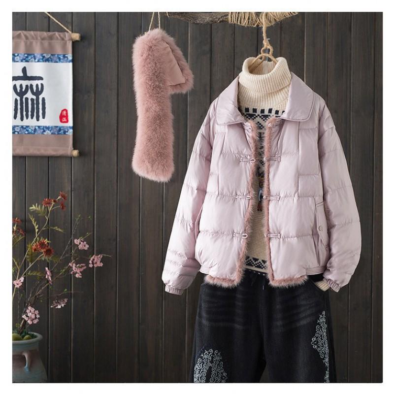 Womens Short Puffer Coat With Faux Fur Collar Stand Zip Front Loose Fit Winter Warm Outerwear