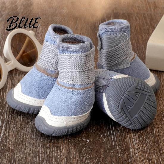 Durable Pet Footwear for Snowy Roads 4Pcs Dog Snow Boots Fleece Lined Winter Booties Anti-Skid Warm Indoor Shoes Small Dogs Paw Protectors