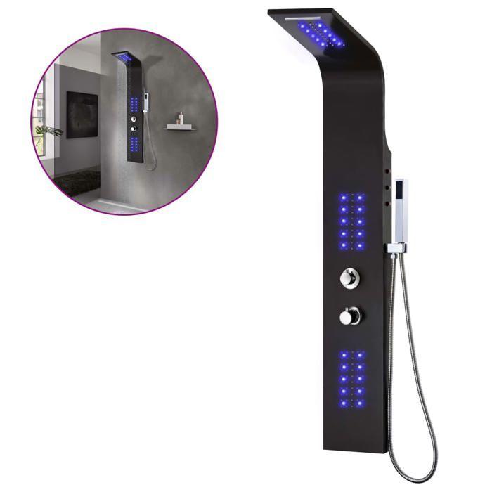 VidaXL Aluminium Shower Panel 20x44x130 Cm Black 142996