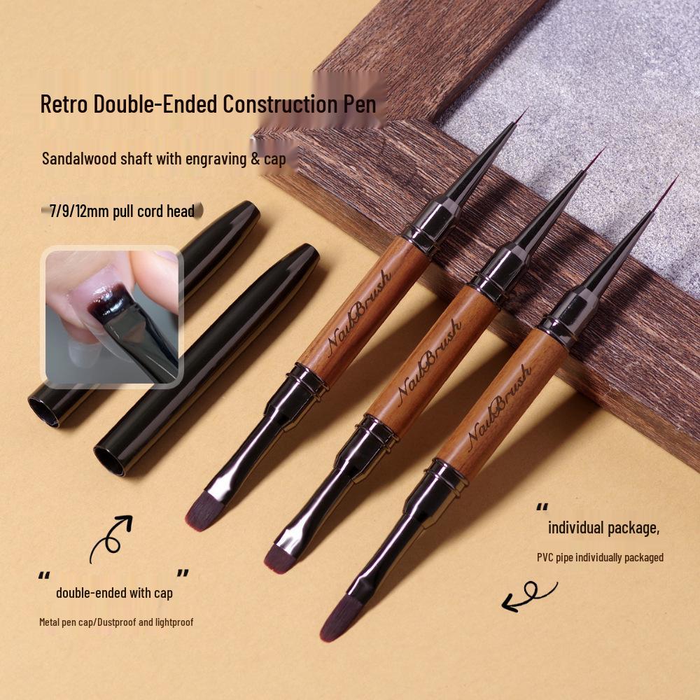 

Sandalwood Double-Ended Nail Art Brush – Multifunctional Liner & Round Head Pen
