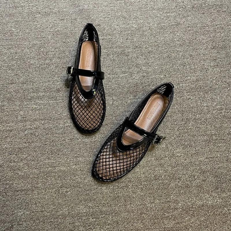 Fashion Summer Mesh Hollow Sandals Women Flats Sandals 2024 Female Comfort Walking Shoes