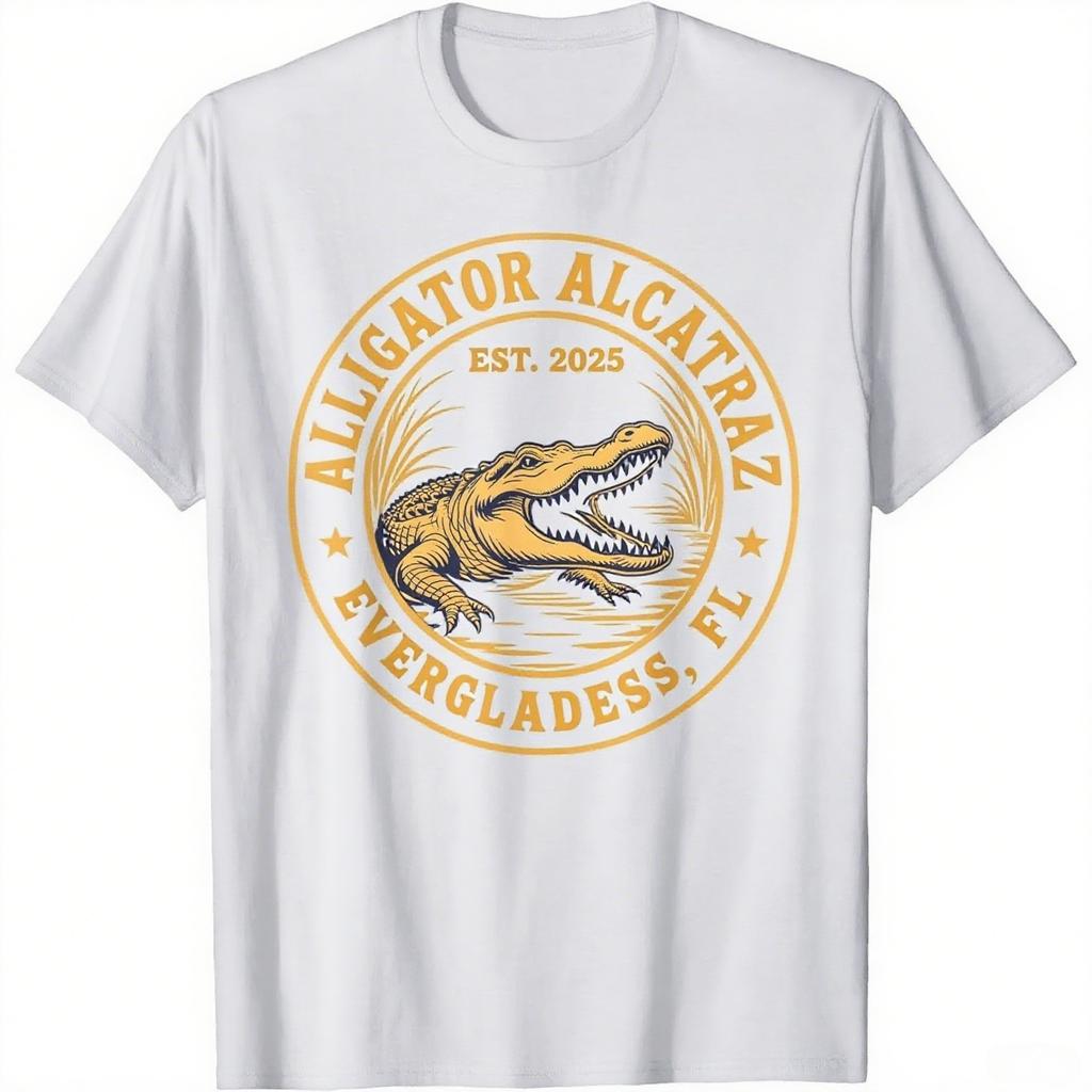 Alligator Alcatraz Graphic Printing Summer Luxury Brand Cotton Mens and Womens TShirts Short Sleeves Trendy Clothing of 2025