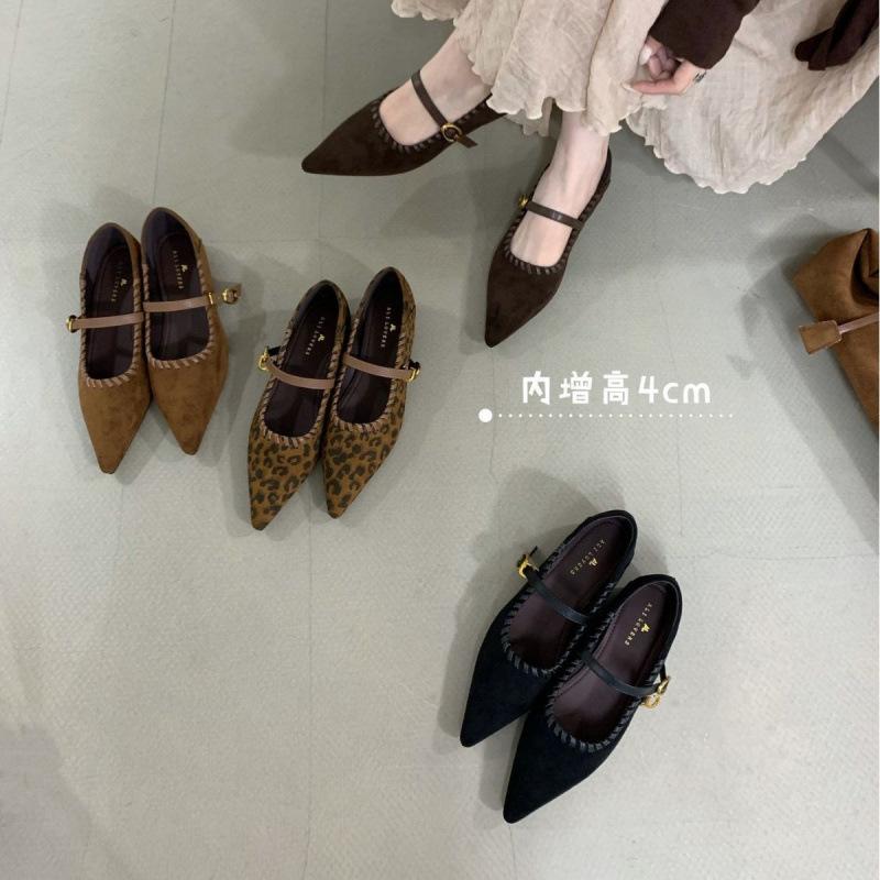 2025 autumn and winter new retro Mary Jane women's shoes soft-soled shoes inner height increase 4CM single shoes femininity flat shoes