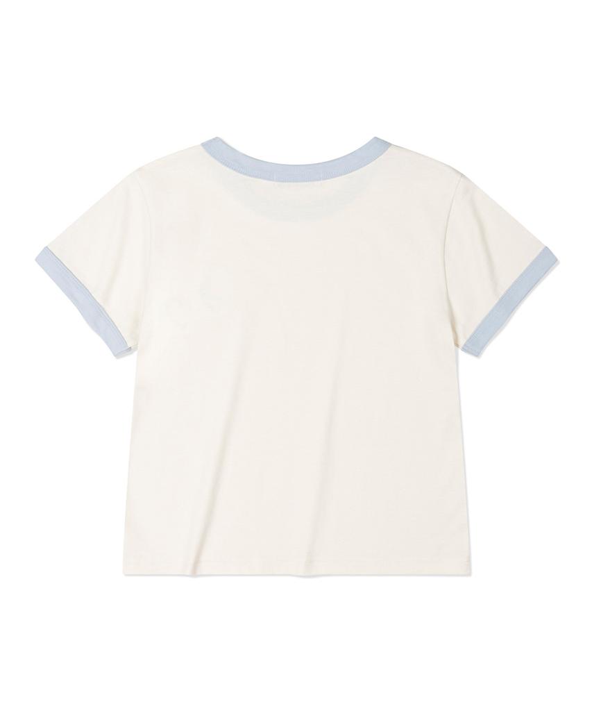 FALLETT Heart Emblem Ringer Short Sleeve T-Shirt Sky Blue