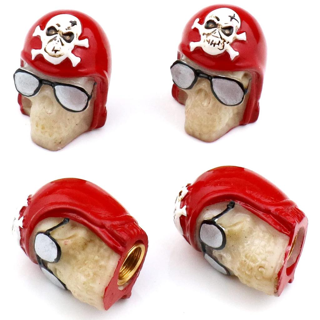 Bashineng Car Tire Valve Stem Caps 4pcs Skull Head Valve Cap Cover Universal Fit