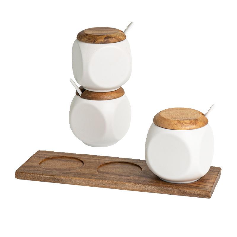 Severská bílá keramická sada kořenek Kuchyňská kořenka Kreativní dóza na sůl a pepř Organizér Doma skladovací nástroj