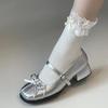 Silver French square head light mouth thick heel single shoes women's summer 2025 new with skirt retro heightening Mary Jane shoes