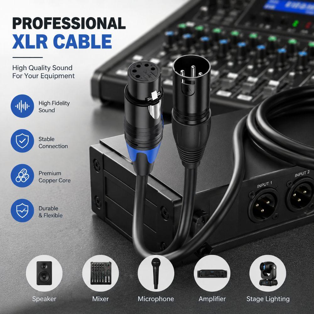 Male Female DMX Cable XLR3P To XLR5P Stage Light Cable XLR Connector Cable  Stage Lights