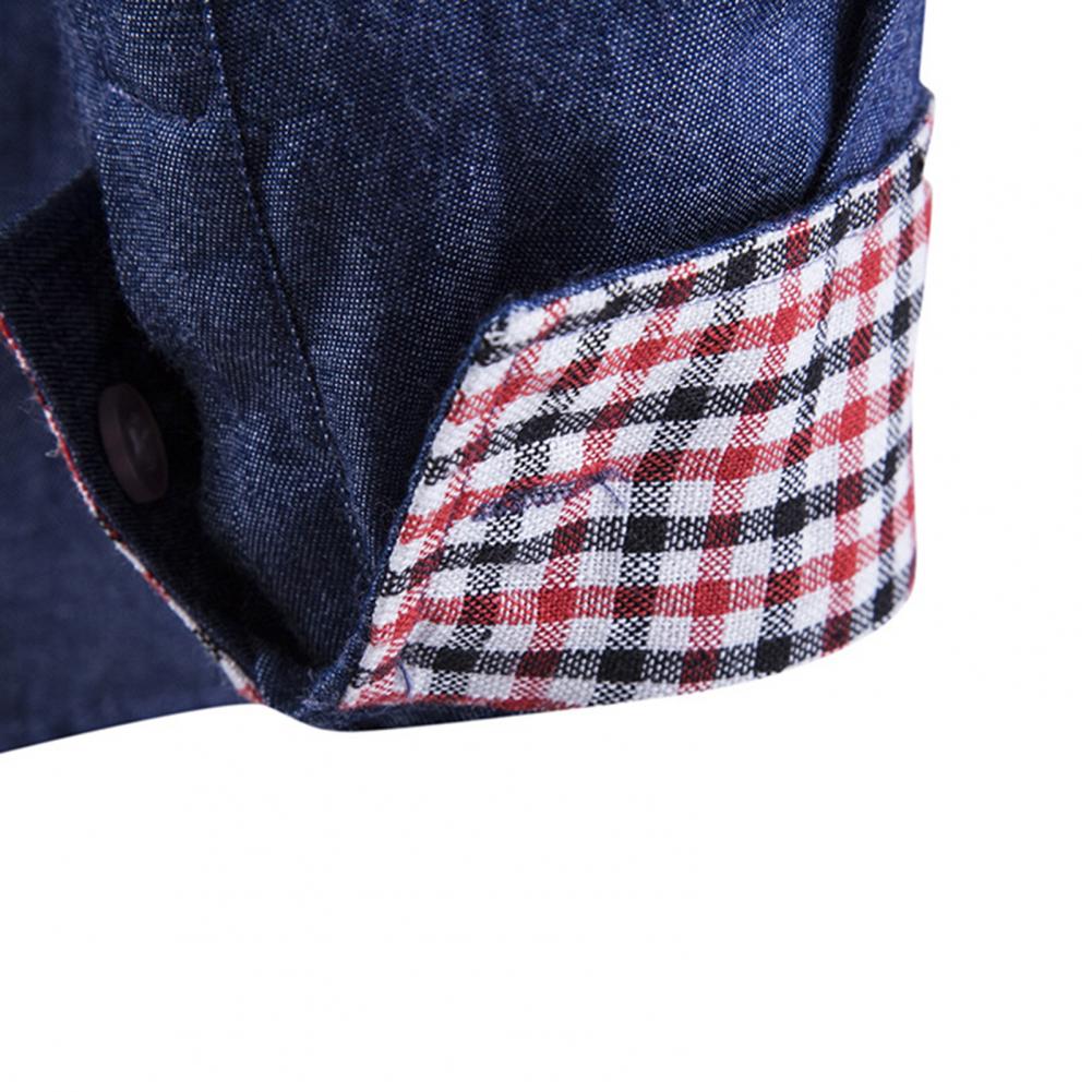 Pring Autumn Men's Casual Shirt Slim Fit Denim Shirts Long Sleeve Tops