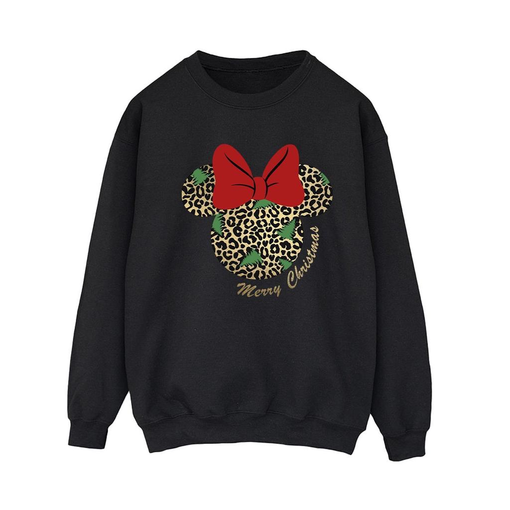 Disney Womens/Ladies Minnie Mouse Leopard Christmas Sweatshirt