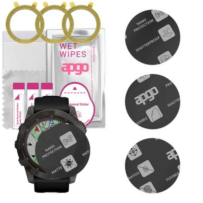 3x Apgo MATTE Hybrid Protective Glass Compatible with Garmin Fenix 7X 51mm, Flexible Nano Glass, Great Replacement for Tempered Glass, Scratch-resista