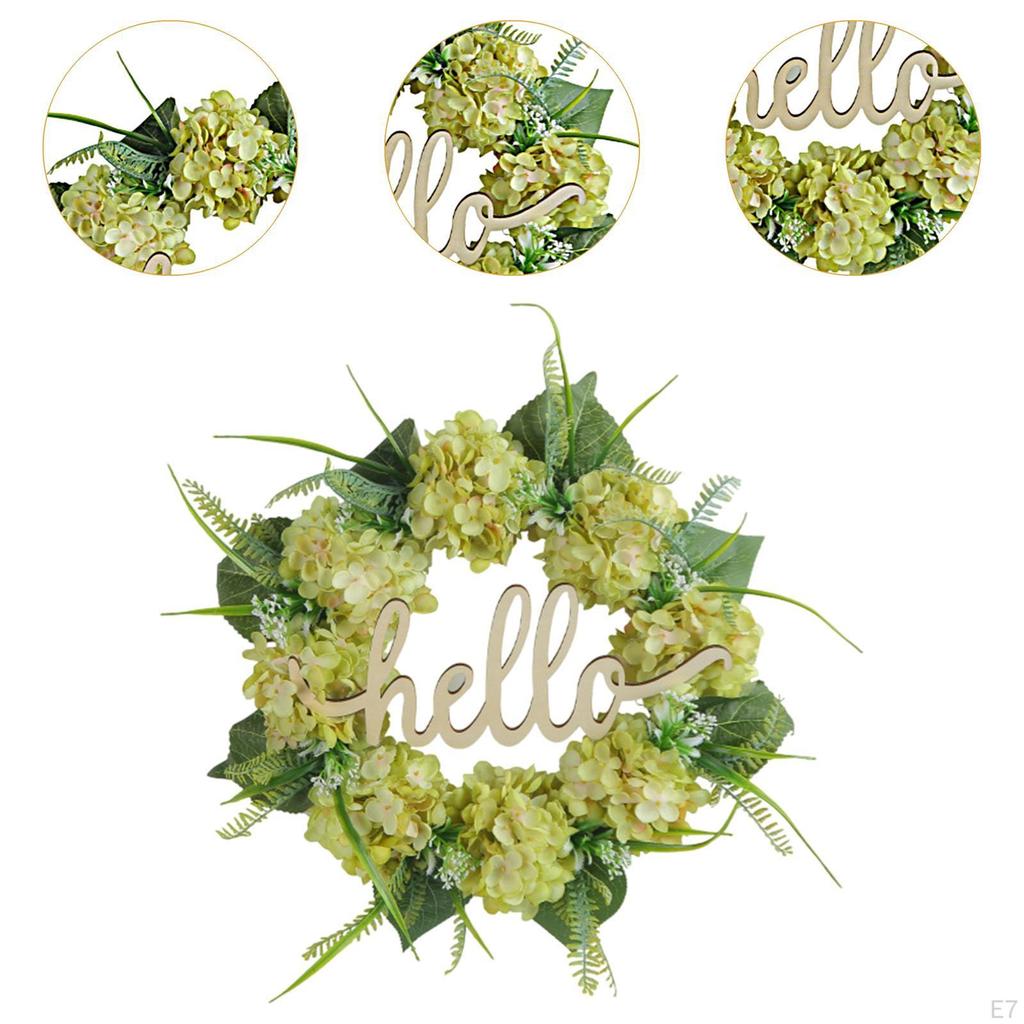Artificial Door Spring Crown with Hello Sign Collection Creative Decoration for The Home Window
