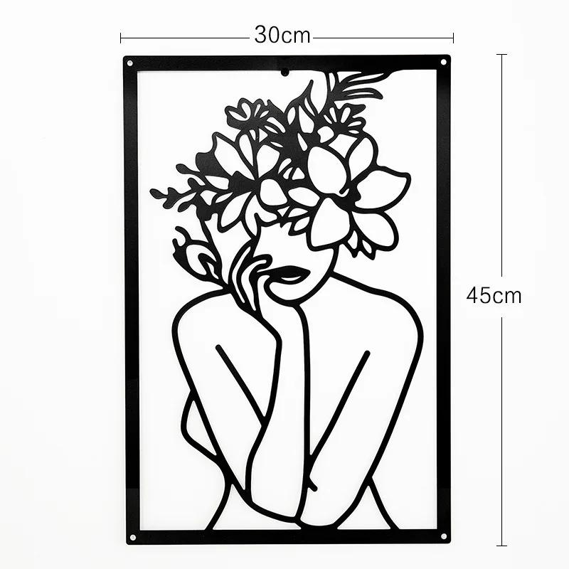 Modern Simple Abstract Female Line Decoration Background Wall Living Room Wall Decoration Hanging Painting Metal Material