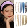 5PCS Blue Tone Stylish Hairbands Pearls Embellished Design Stretchable Fabric For Long Wear