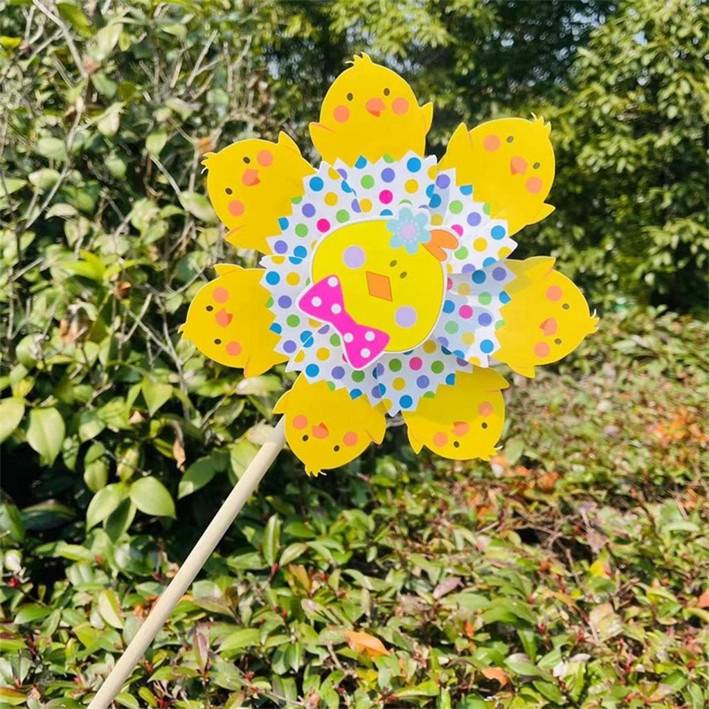 12pcs Easter Windmills Spring Garden Spinners Windmills Decor Cartoon Egg Bunny Chick Spinner Windmills For Yard Lawn Ornament