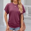 Lockeres kurzärmeliges T-Shirt Damen Unifarben Rundhals Oberteil Mode