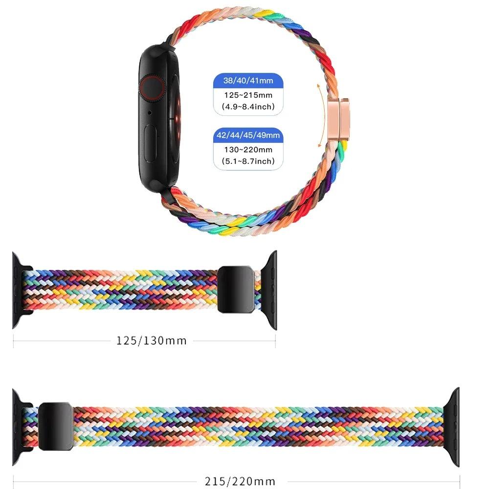 Cinturino intrecciato in nylon per Apple Watch Ultra 3 49mm 11 10 46mm 42mm Braccialetto con fibbia magnetica IWatch 9 8 7 41/45mm 6 5 4 SE 44/40mm