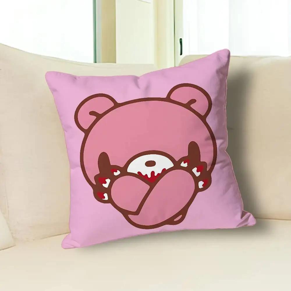 Kawaii G-Gloomys Pink Bear Pillow Cases for Bedroom Living Room Sofa Home Decor Polyester Cushion Cover with Zipper